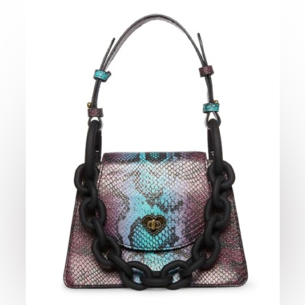 Betsey Johnson All Chained Up Crossbody Multicolor Reptile Gothic  Purse NEW